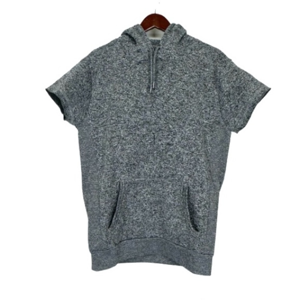 Ecko Unltd Mixed Static Gray Short Sleeve Hoodie With Kangaroo Pocket Sz Medium